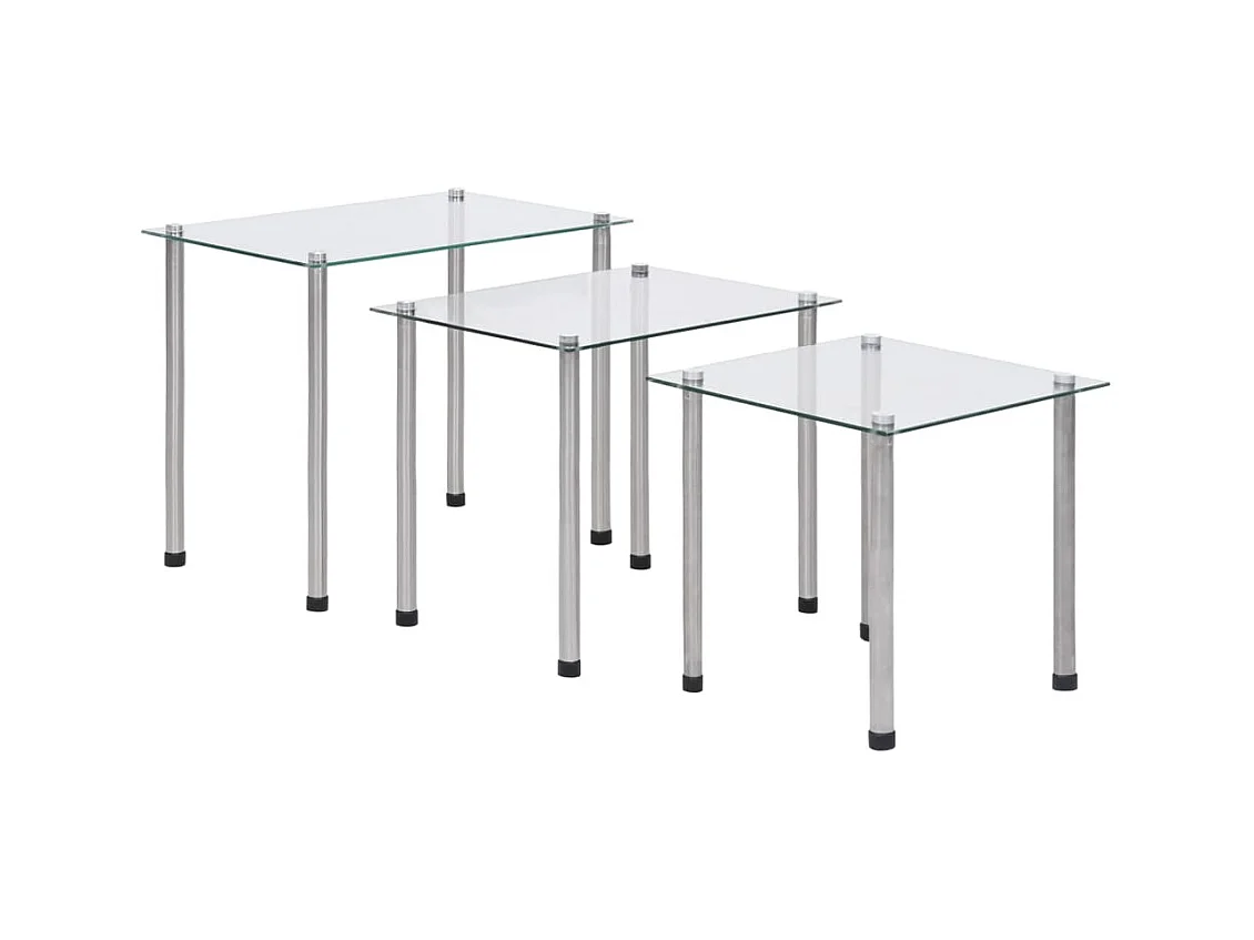 Tables gigognes 3 pcs Transparent Verre trempé