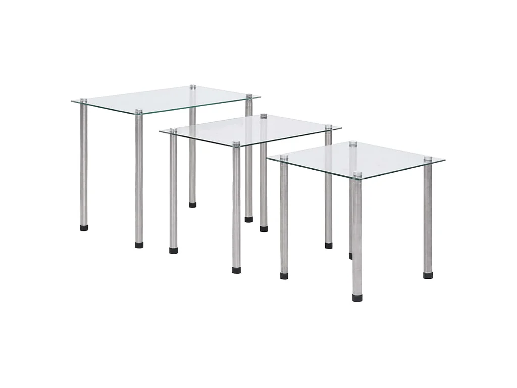 Satztische 3-tlg. Transparent Hartglas