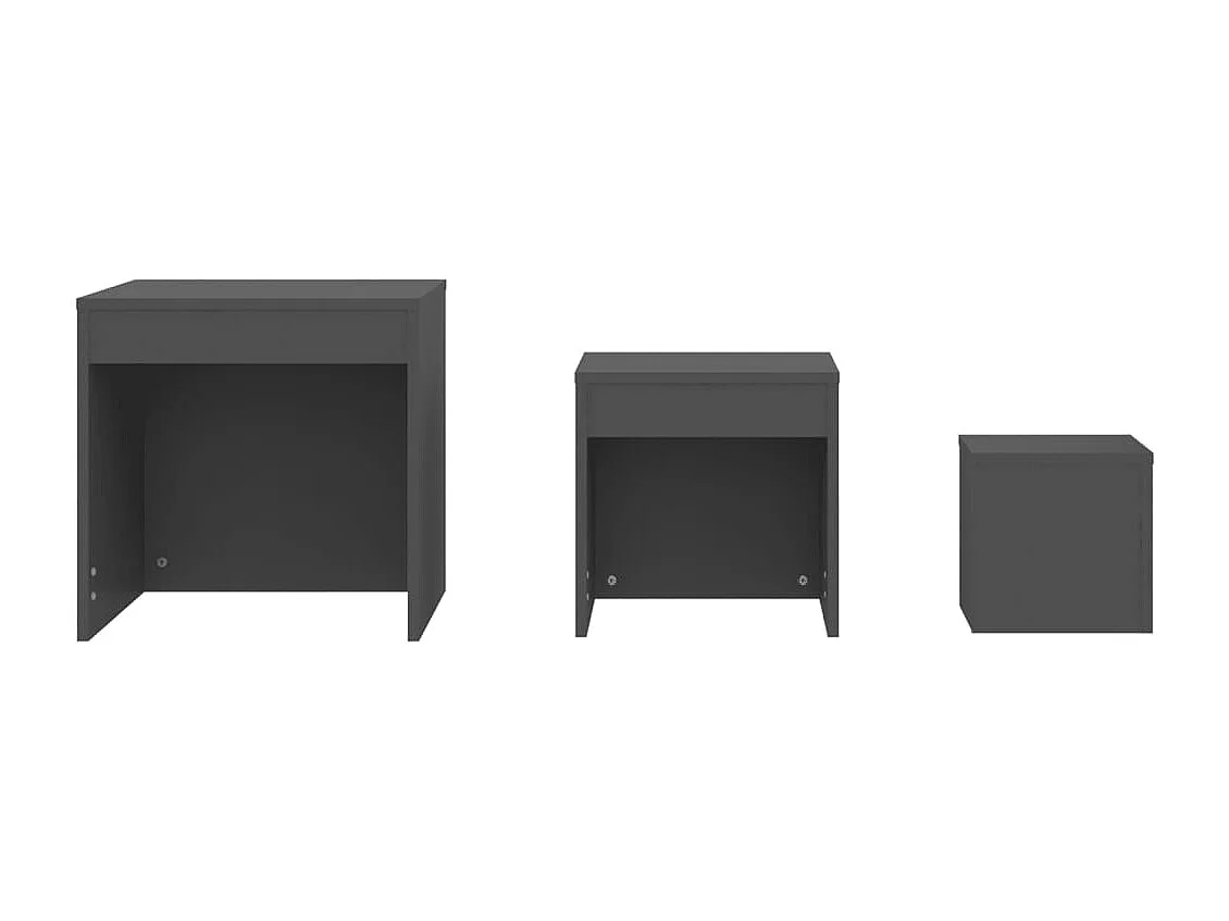 Mesas de encastrar 3 pcs derivados de madeira cinza