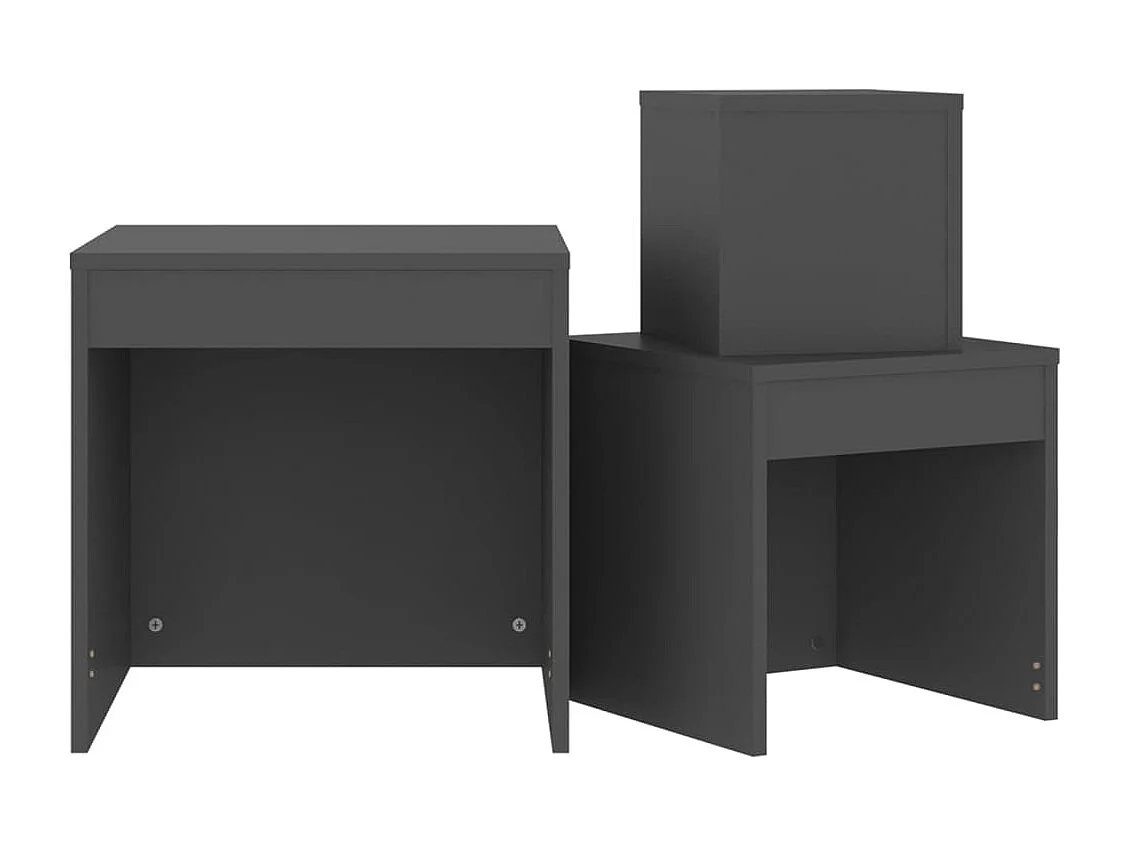 Mesas de encastrar 3 pcs derivados de madeira cinza