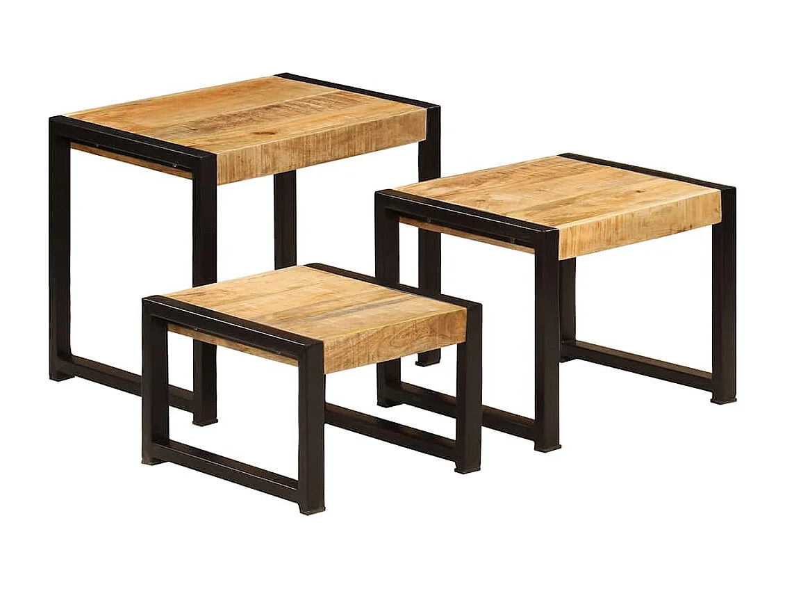 Tables gigognes 3 pcs Bois solide de manguier