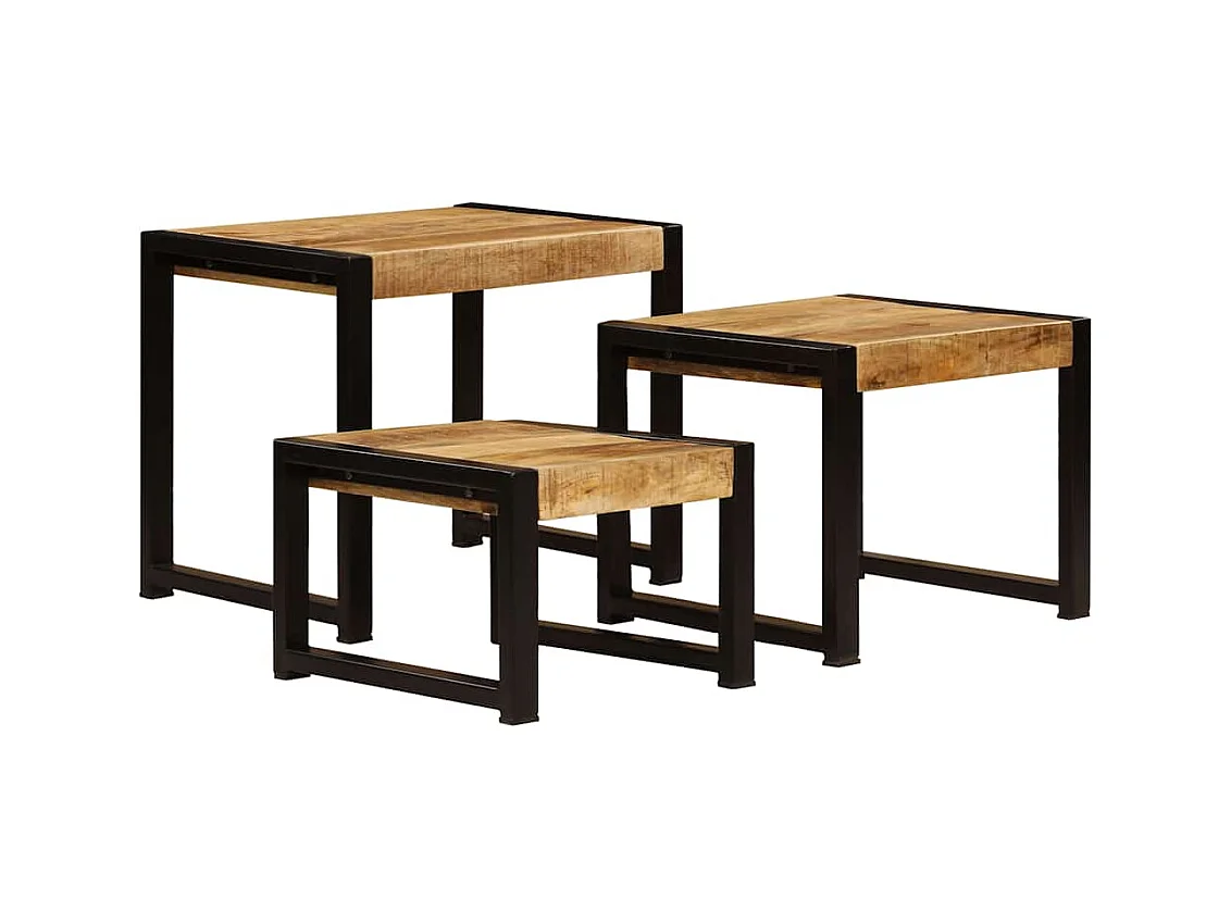 Satztische 3 Stk. Massivholz Mango
