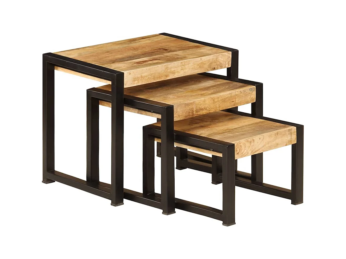 Satztische 3 Stk. Massivholz Mango