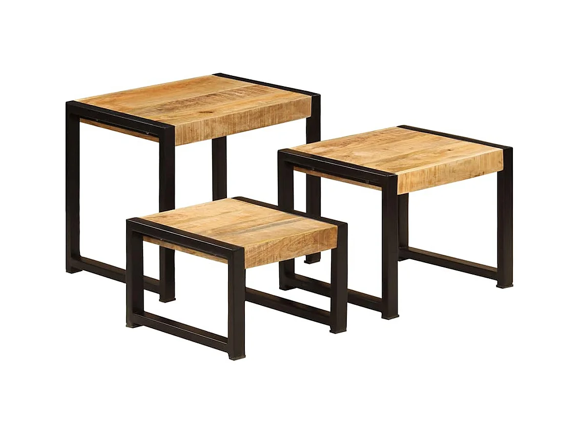 Satztische 3 Stk. Massivholz Mango