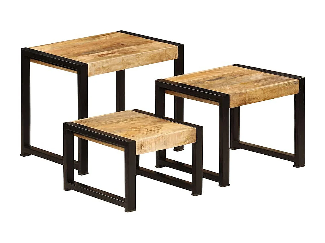 Satztische 3 Stk. Massivholz Mango