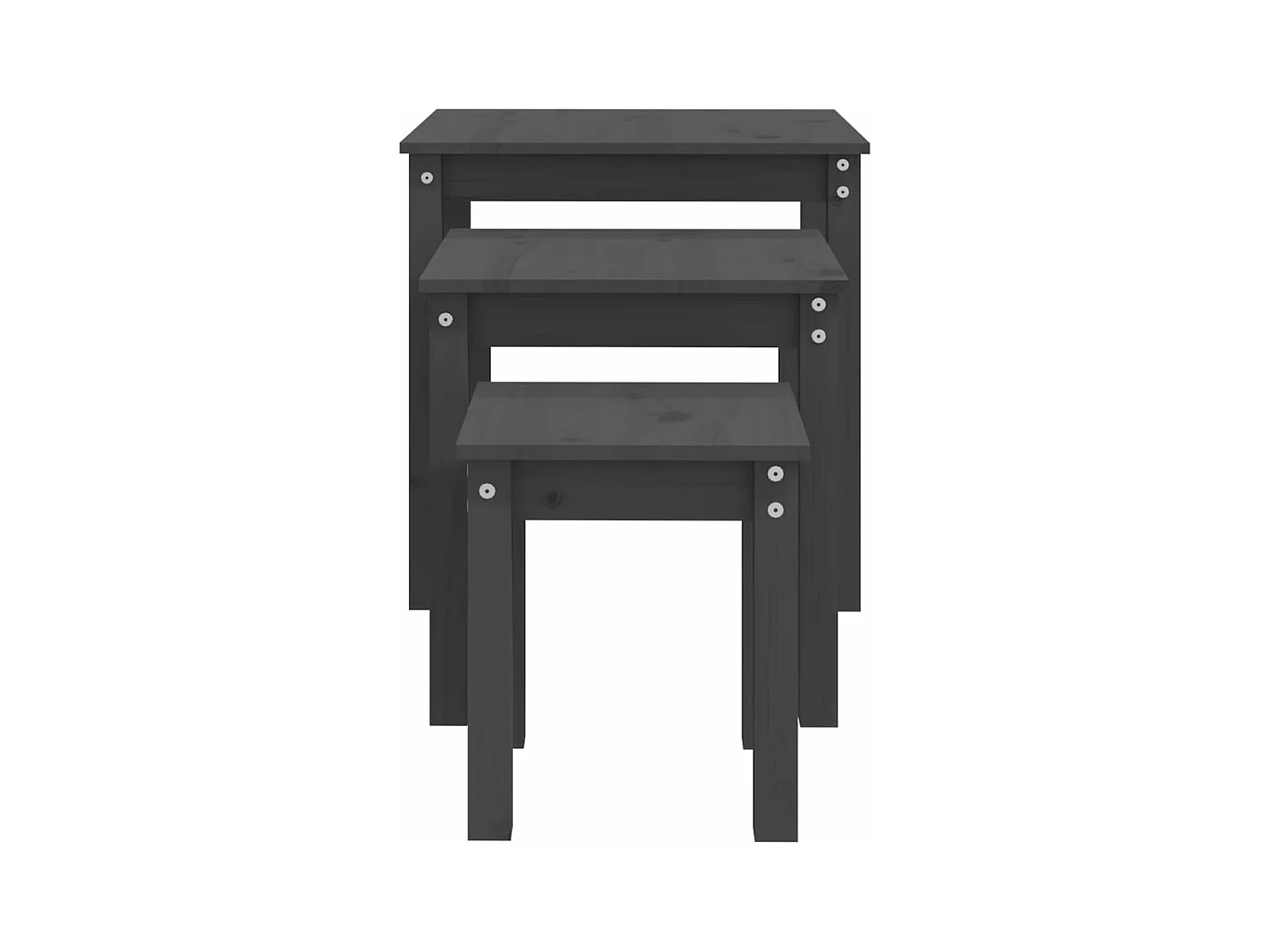 Tables gigognes 3 pcs Gris Bois de pin massif