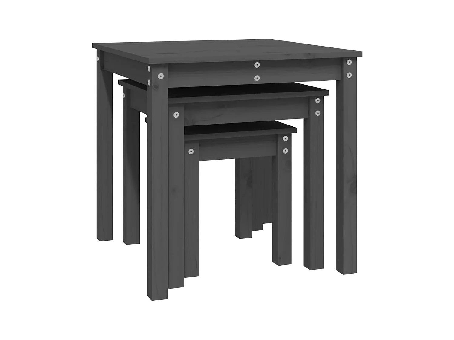 Satztische 3 Stk. Grau Massivholz Kiefer