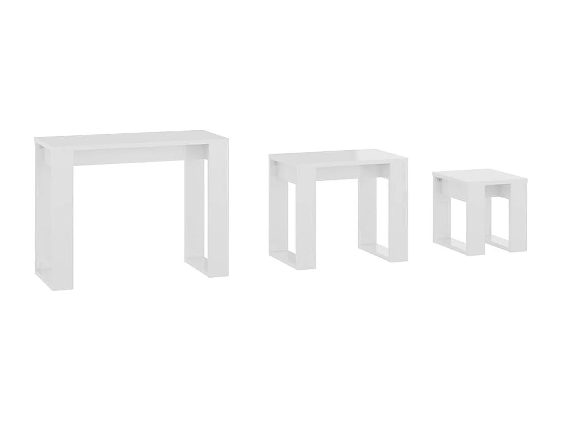 Tables gigognes 3 pcs Blanc brillant Bois d'ingénierie