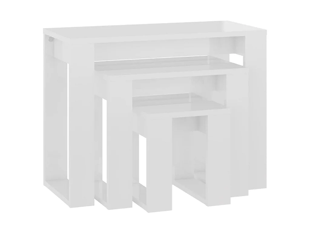 Tables gigognes 3 pcs Blanc brillant Bois d'ingénierie