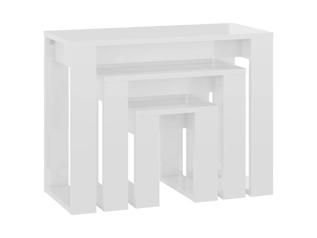 Tables gigognes 3 pcs Blanc brillant Bois d'ingénierie