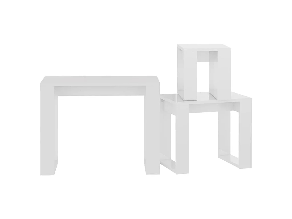 Tables gigognes 3 pcs Blanc brillant Bois d'ingénierie