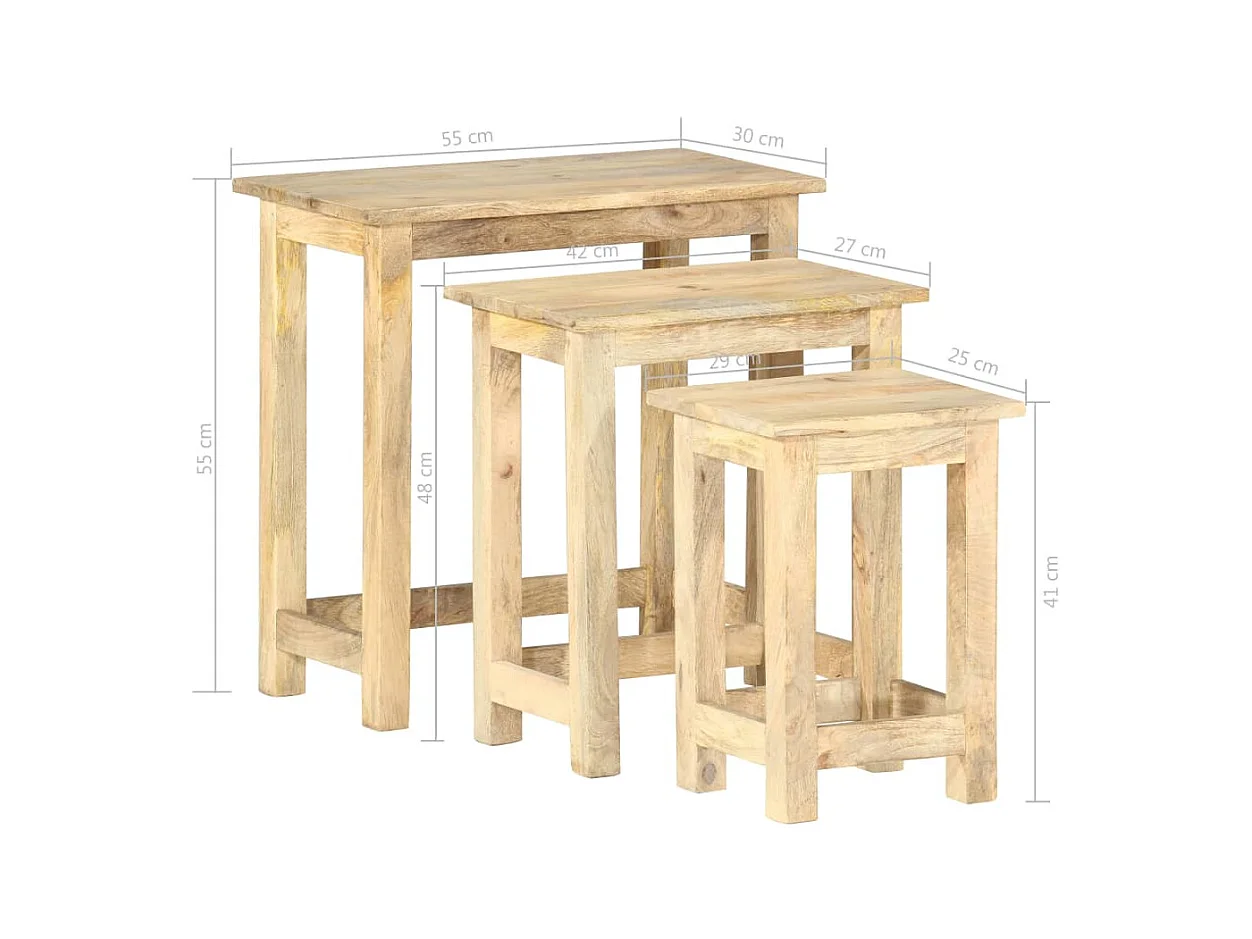 Satztische 3 Stk. Massivholz Mango