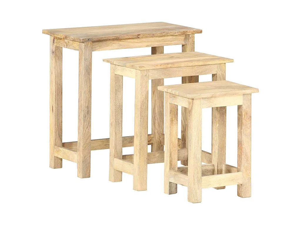 3-delige Tafeltjesset massief mangohout