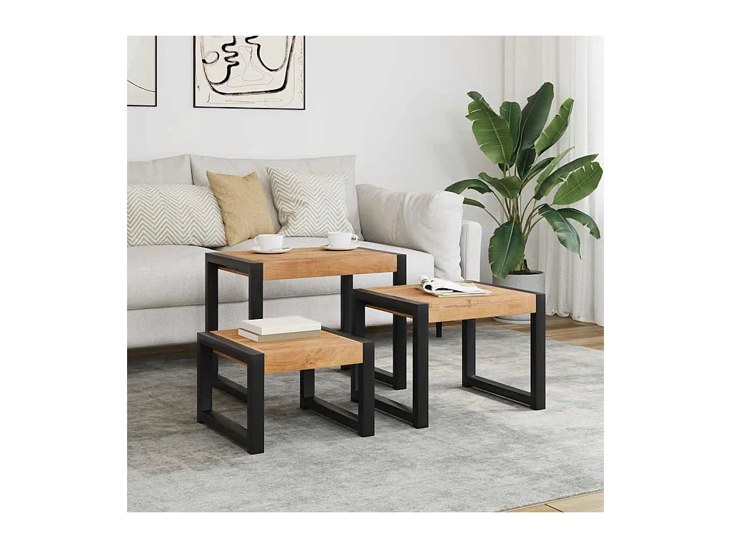 Tables gigognes 3 pcs Bois solide