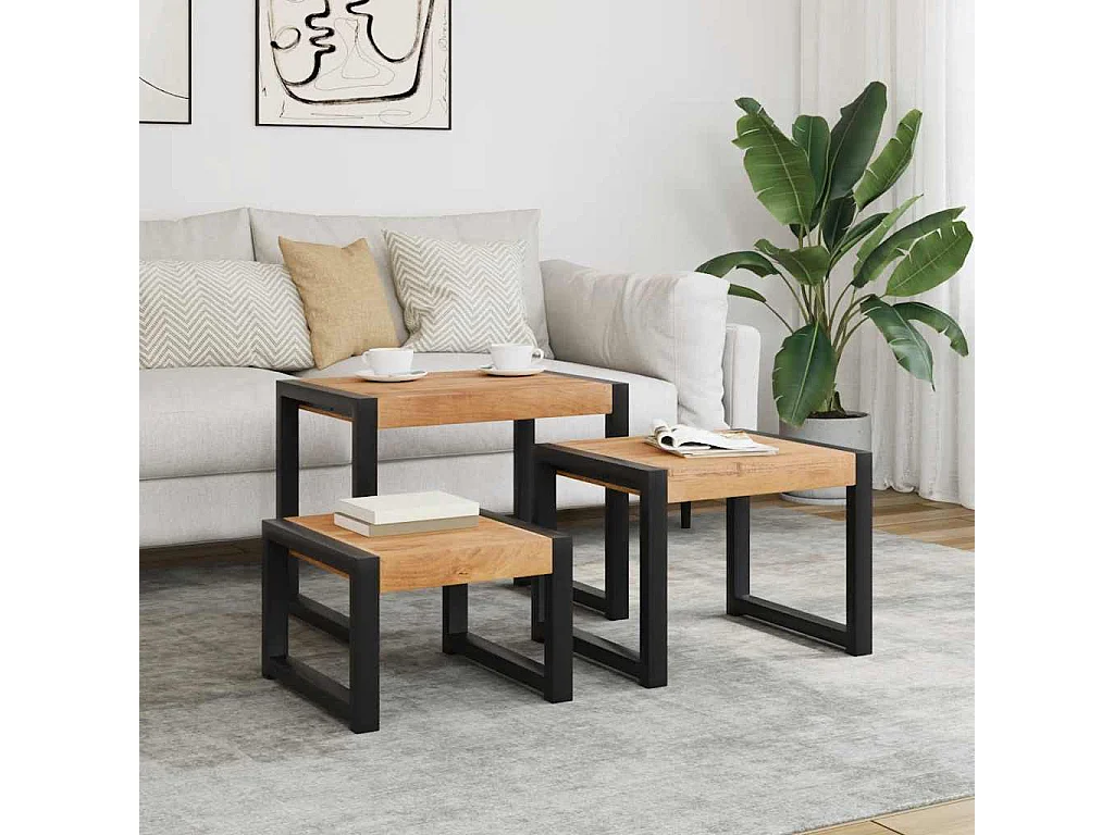 Tables gigognes 3 pcs Bois solide