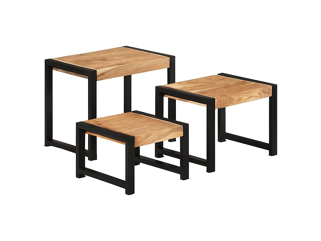 Tafeltjesset 3 st massief hout