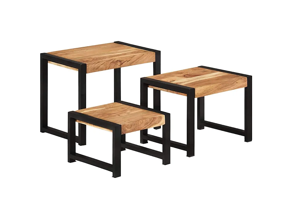 Tafeltjesset 3 st massief hout