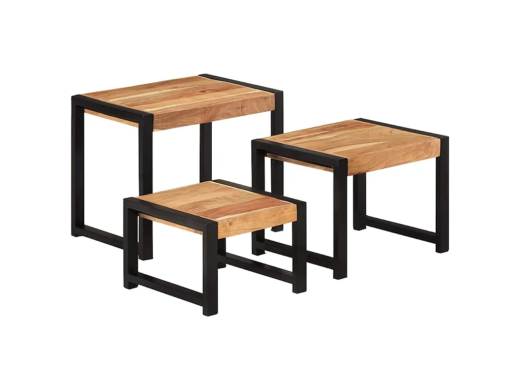 Tafeltjesset 3 st massief hout