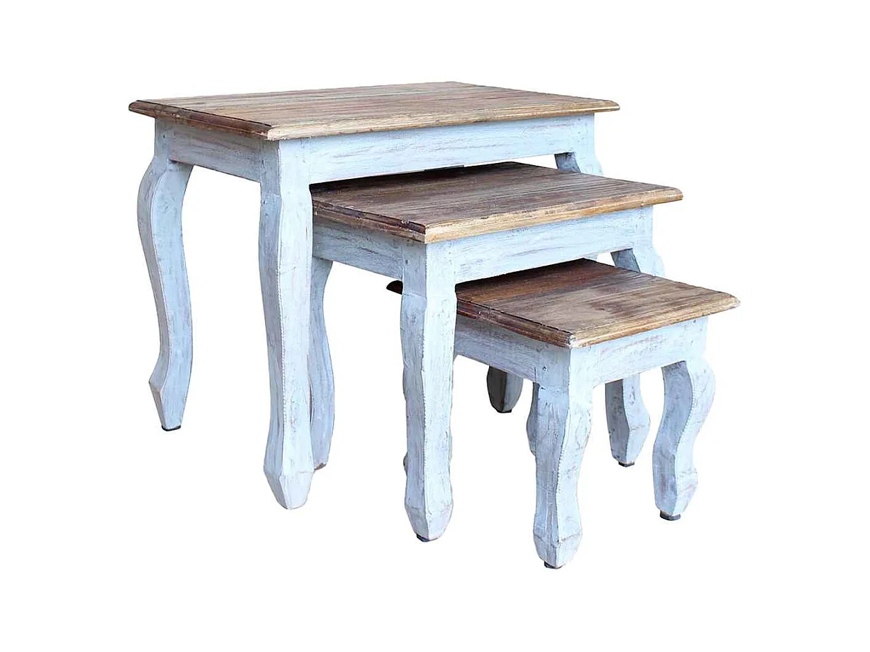 Ensemble de tables gigognes 3 pcs bois d'acajou massif