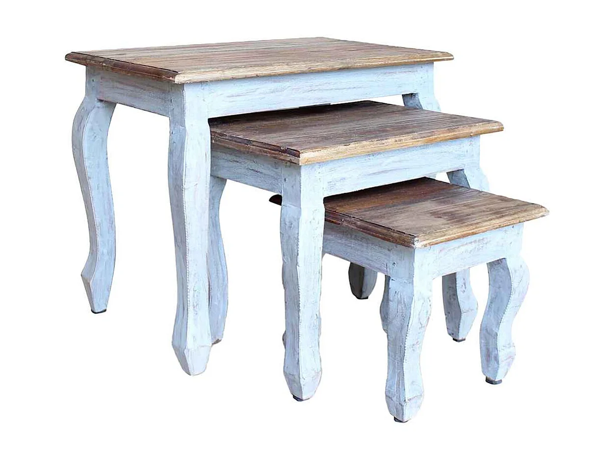 Ensemble de tables gigognes 3 pcs bois d'acajou massif