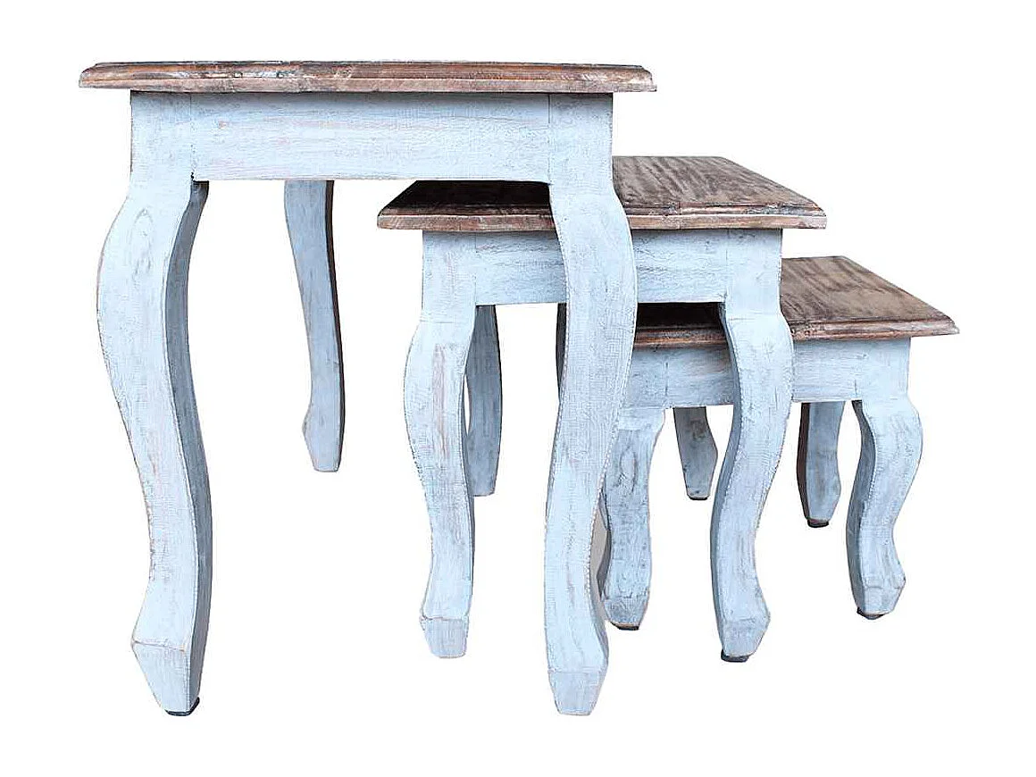 Ensemble de tables gigognes 3 pcs bois d'acajou massif