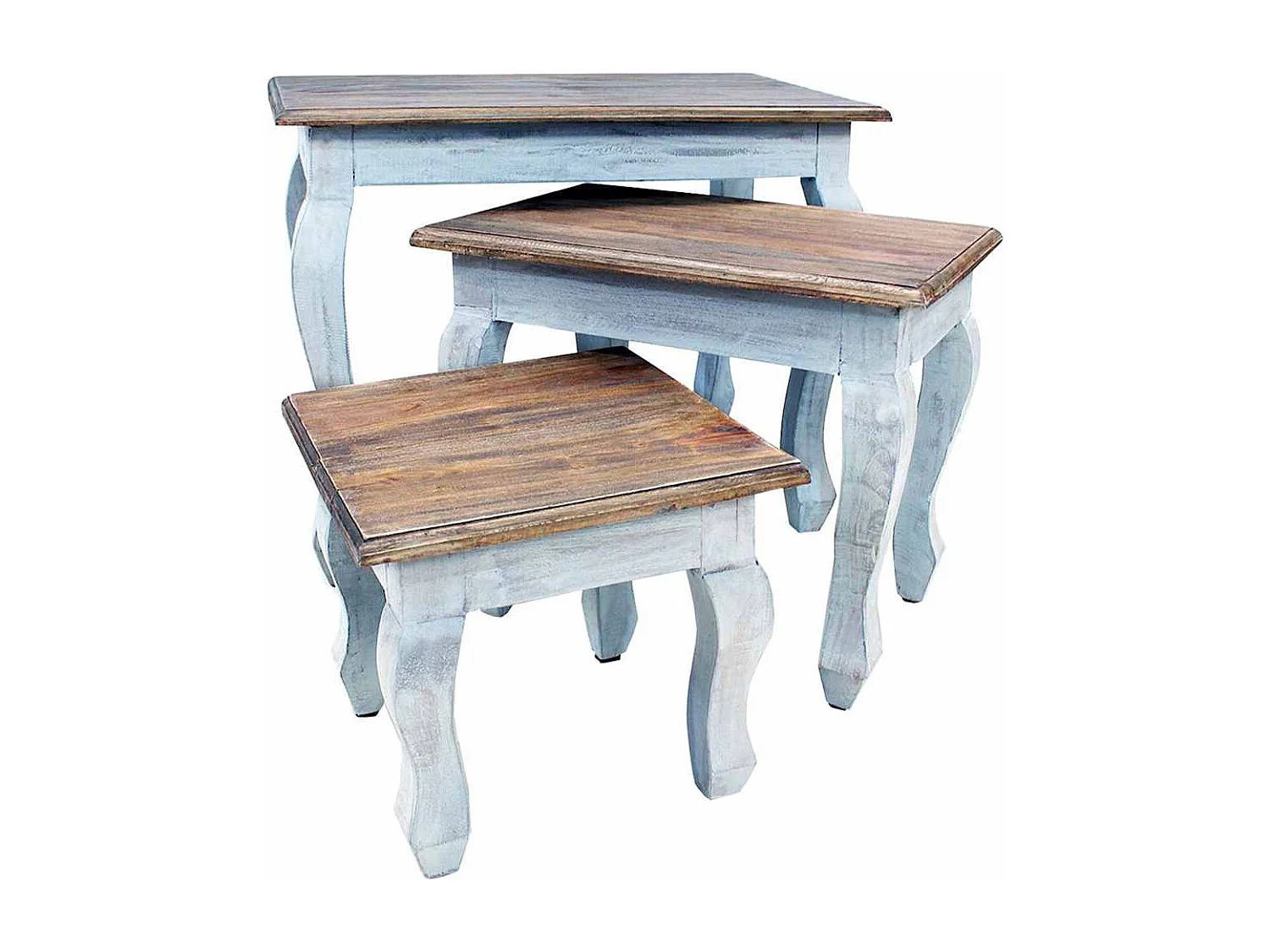 Ensemble de tables gigognes 3 pcs bois d'acajou massif