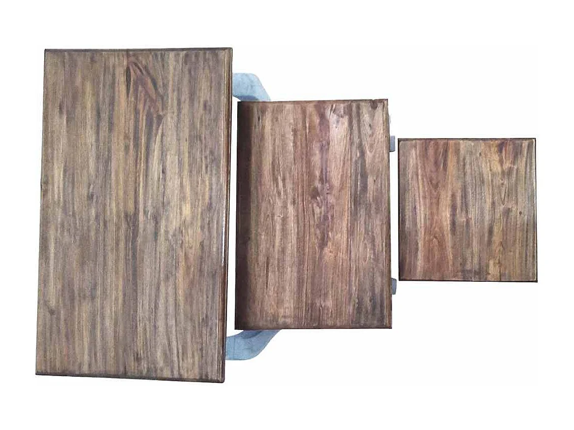 Ensemble de tables gigognes 3 pcs bois d'acajou massif