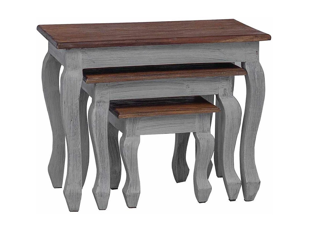 Ensemble de tables gigognes 3 pcs bois d'acajou massif