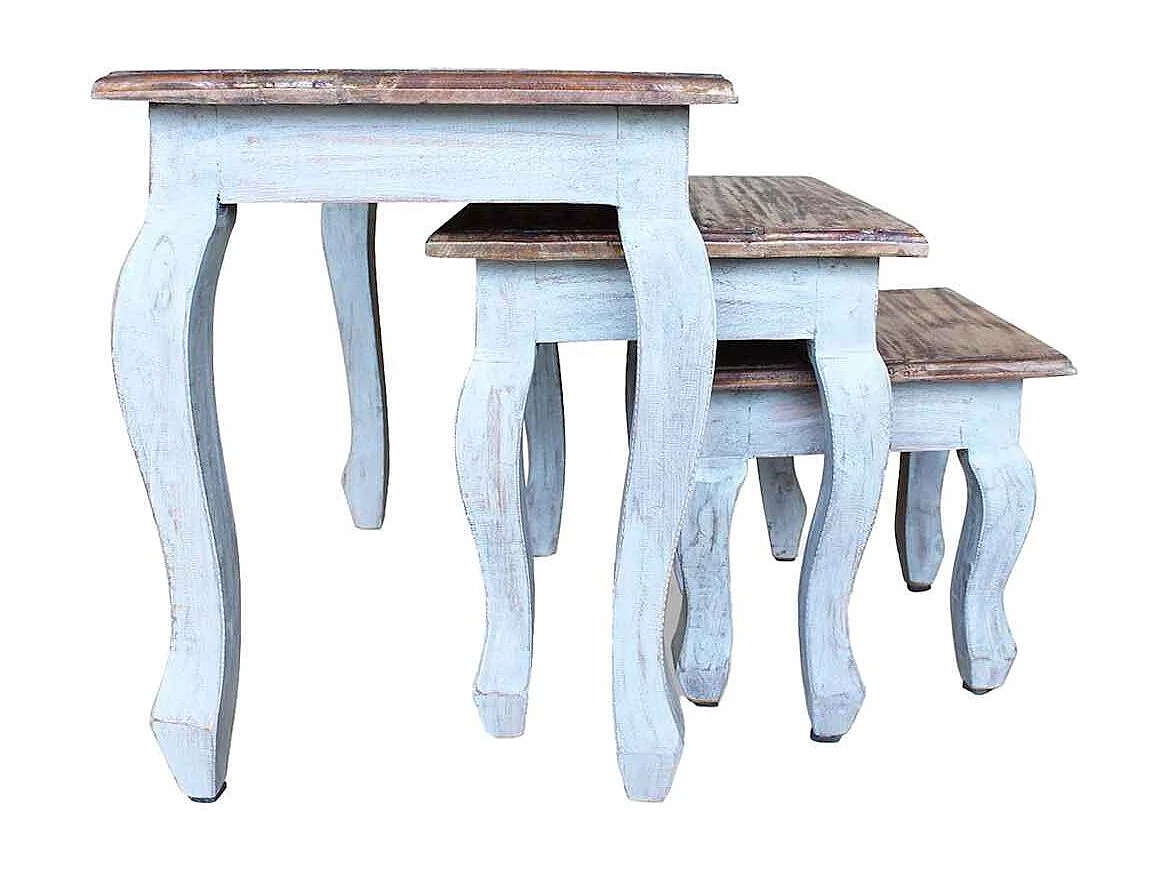 Ensemble de tables gigognes 3 pcs bois d'acajou massif