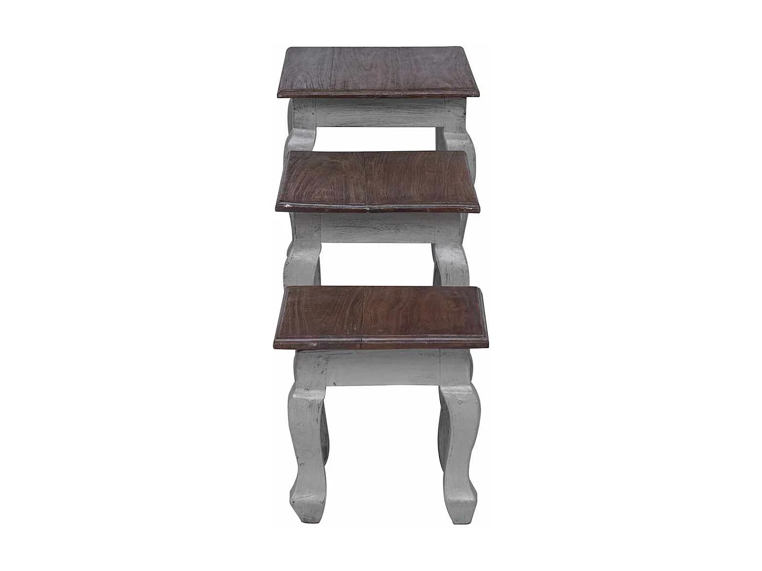 Ensemble de tables gigognes 3 pcs bois d'acajou massif