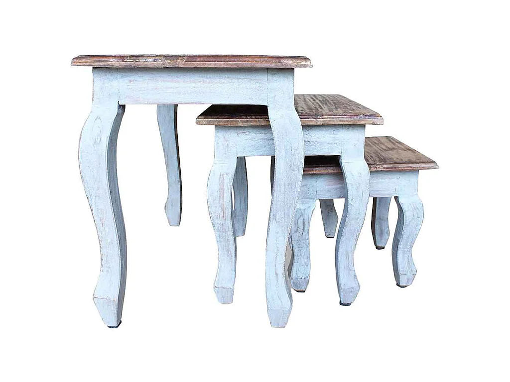 Ensemble de tables gigognes 3 pcs bois d'acajou massif