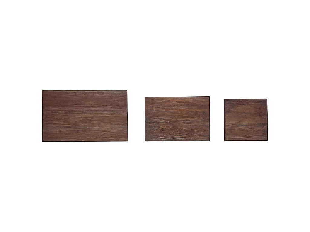 Ensemble de tables gigognes 3 pcs bois d'acajou massif