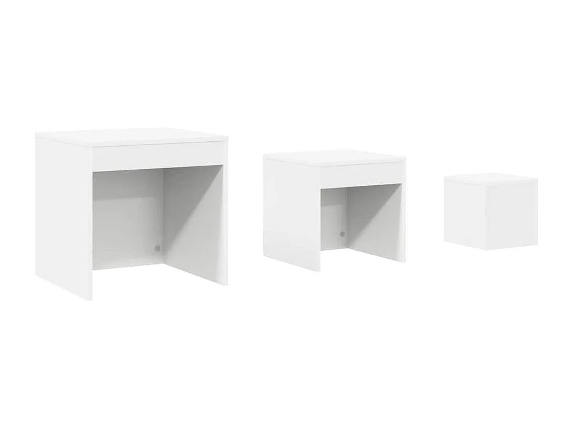 Tables gigognes 3 pcs Blanc Aggloméré
