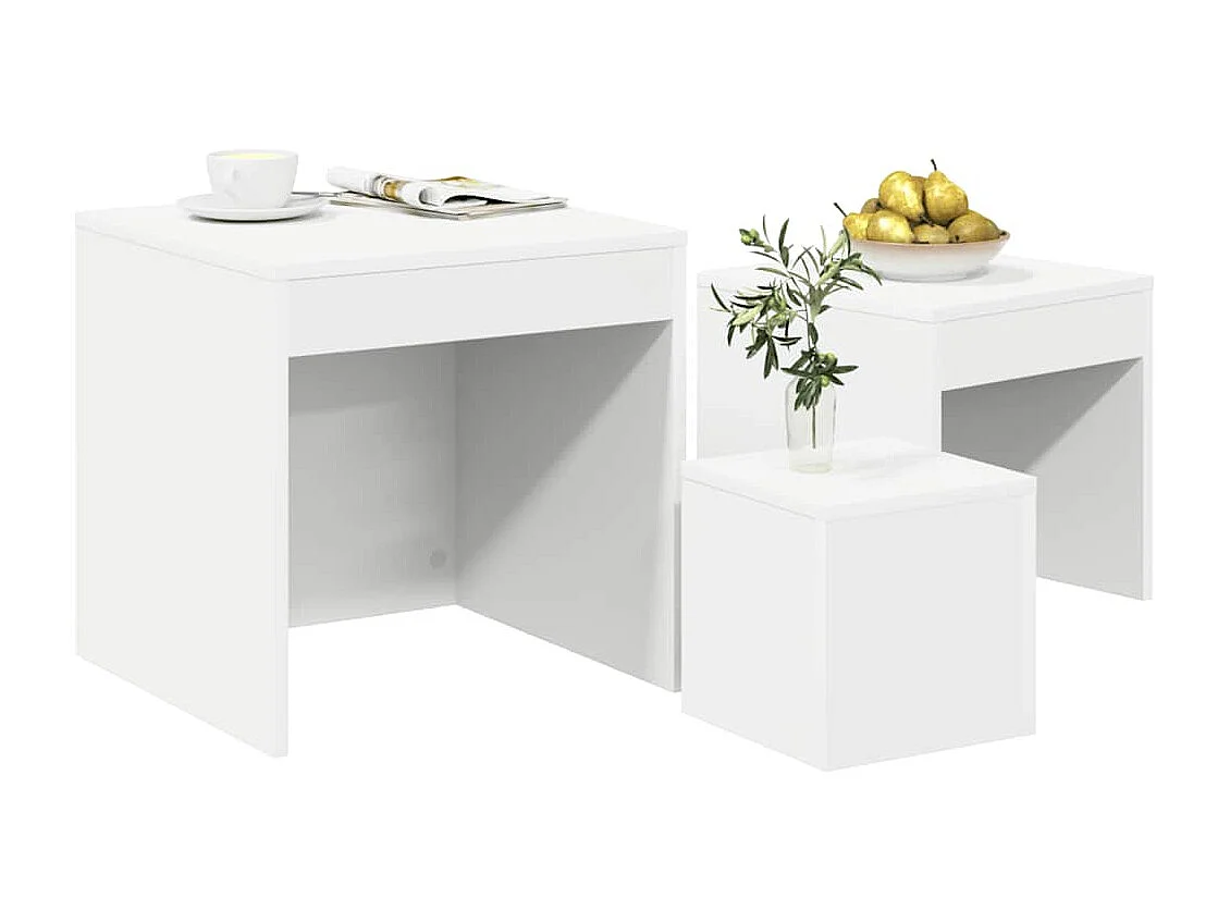 Tables gigognes 3 pcs Blanc Aggloméré