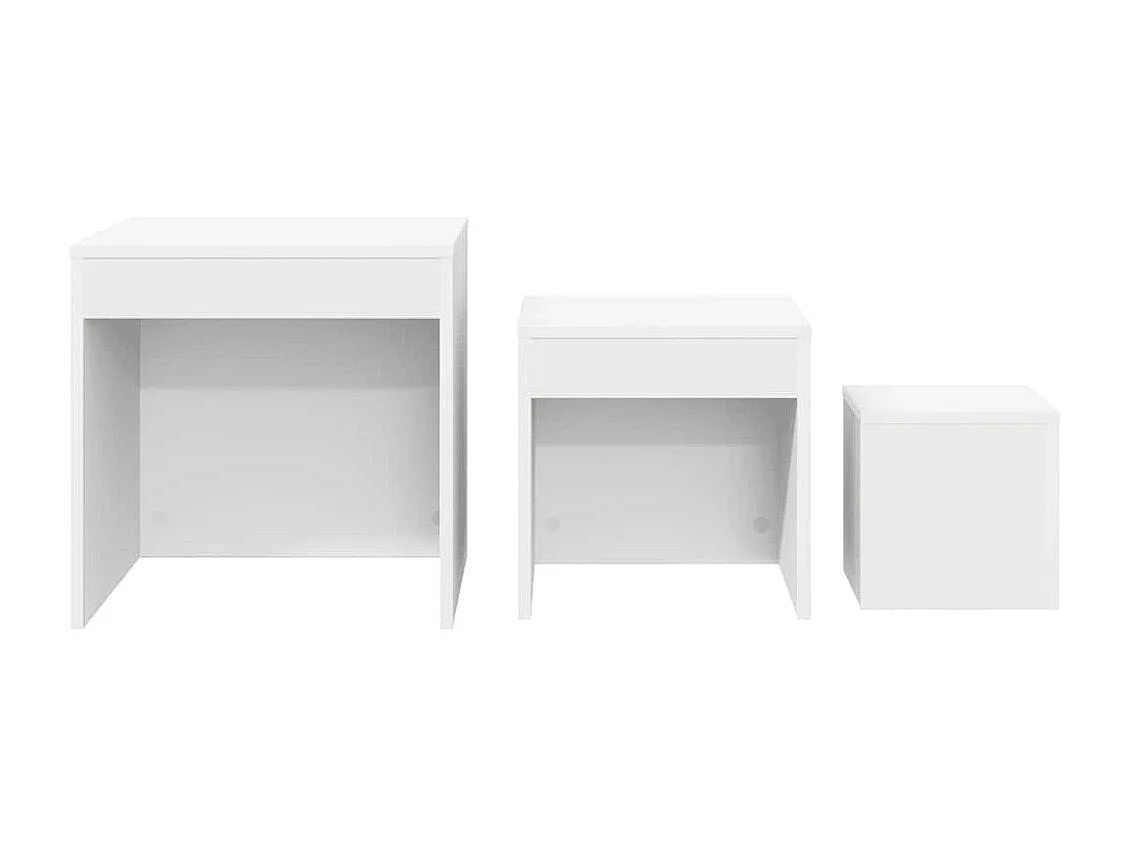 Tables gigognes 3 pcs Blanc Aggloméré