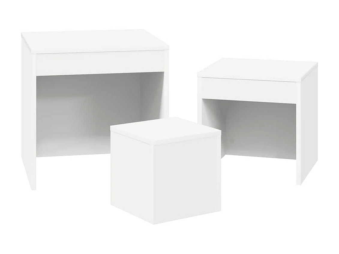 Tables gigognes 3 pcs Blanc Aggloméré