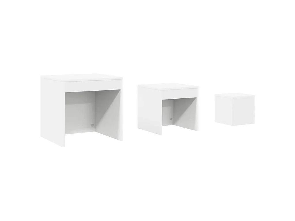 Tables gigognes 3 pcs Blanc Aggloméré