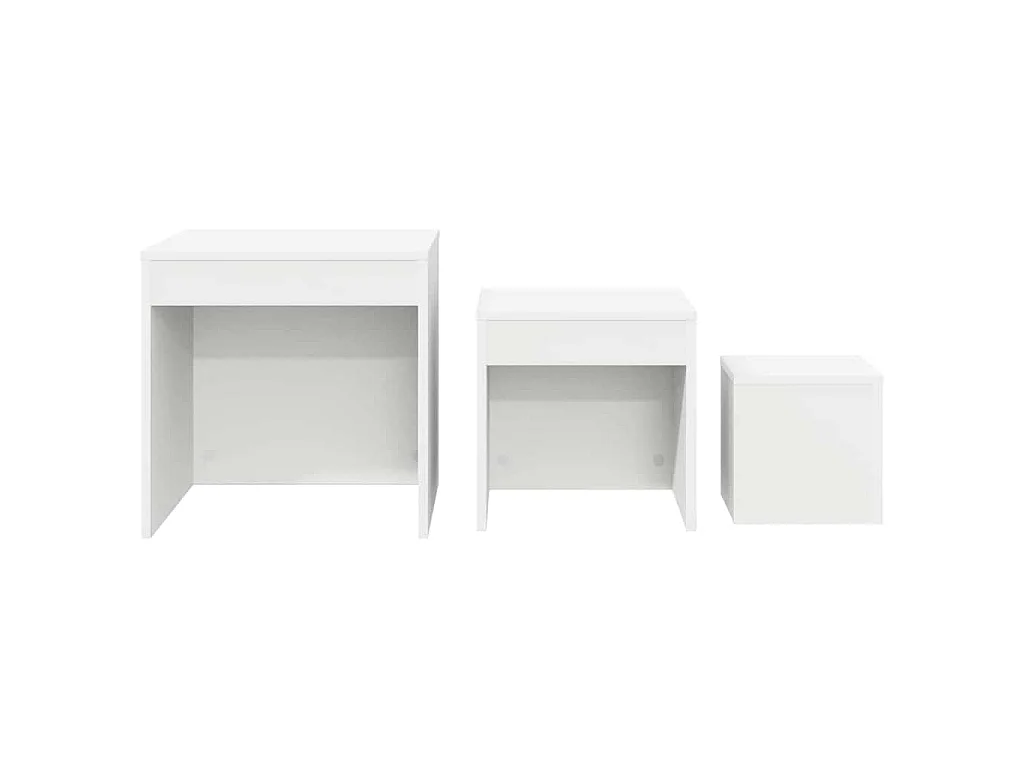 Tables gigognes 3 pcs Blanc Aggloméré
