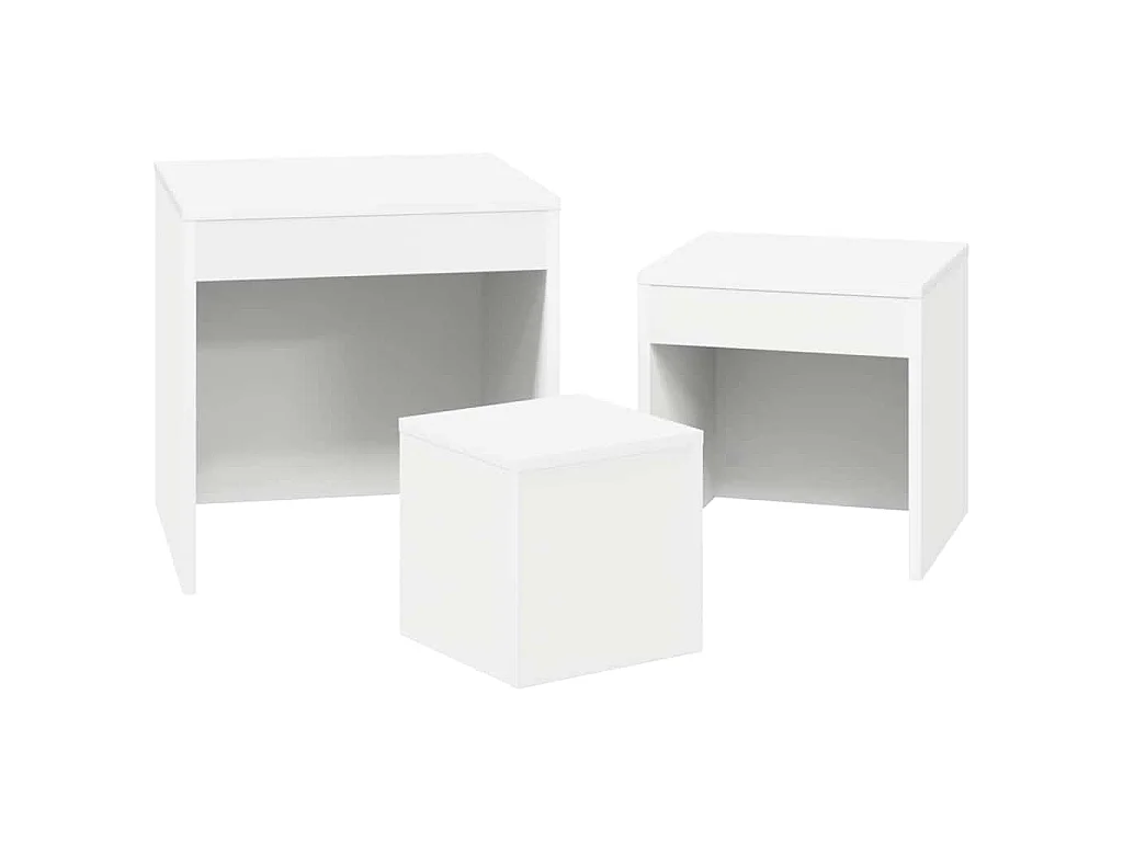 Tables gigognes 3 pcs Blanc Aggloméré