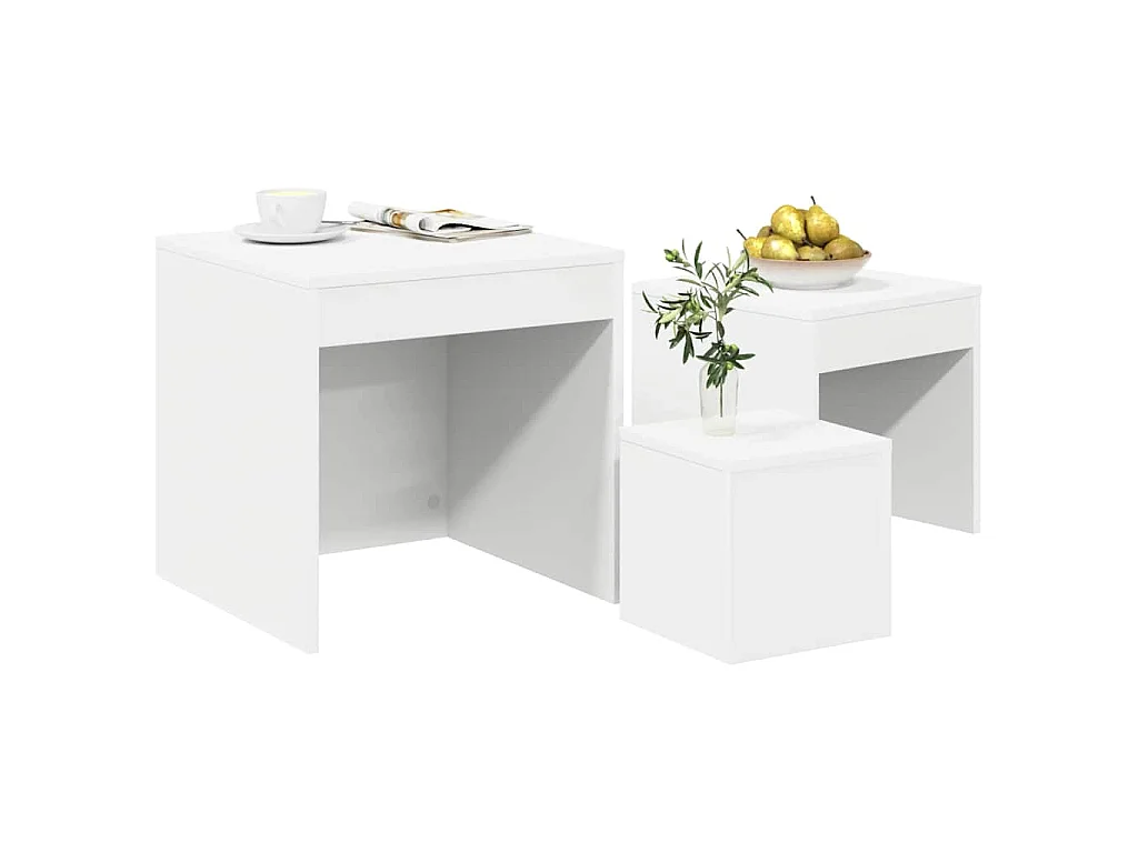 Tables gigognes 3 pcs Blanc Aggloméré