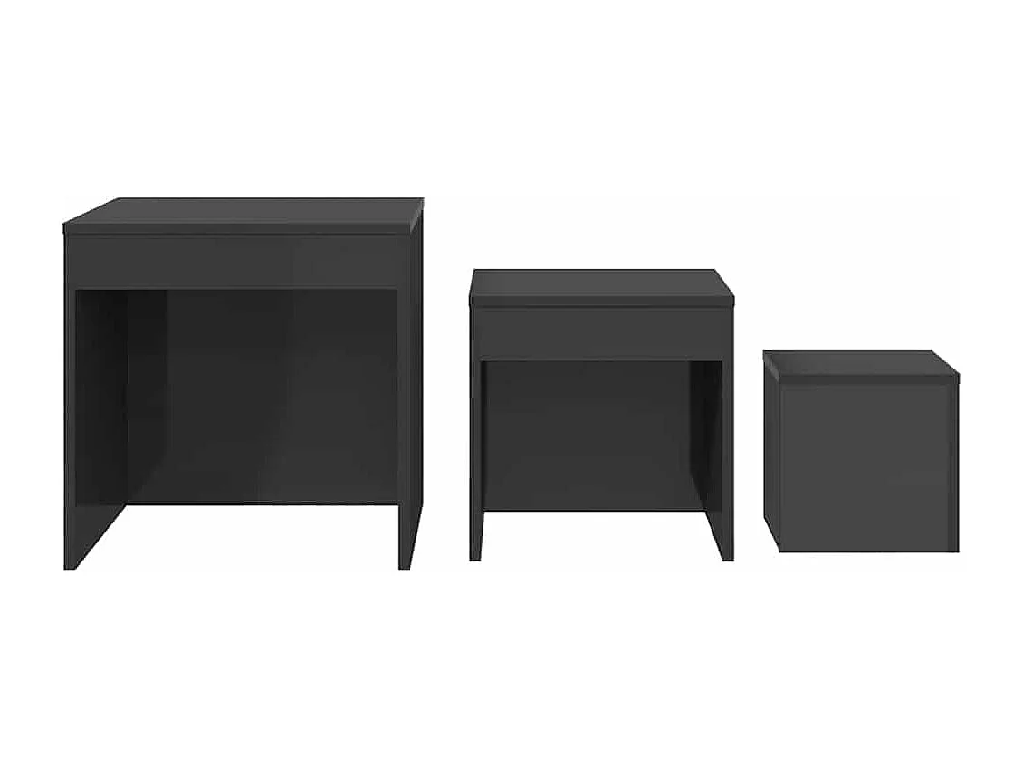 Tables gigognes 3 pcs Gris brillant Bois d'ingénierie