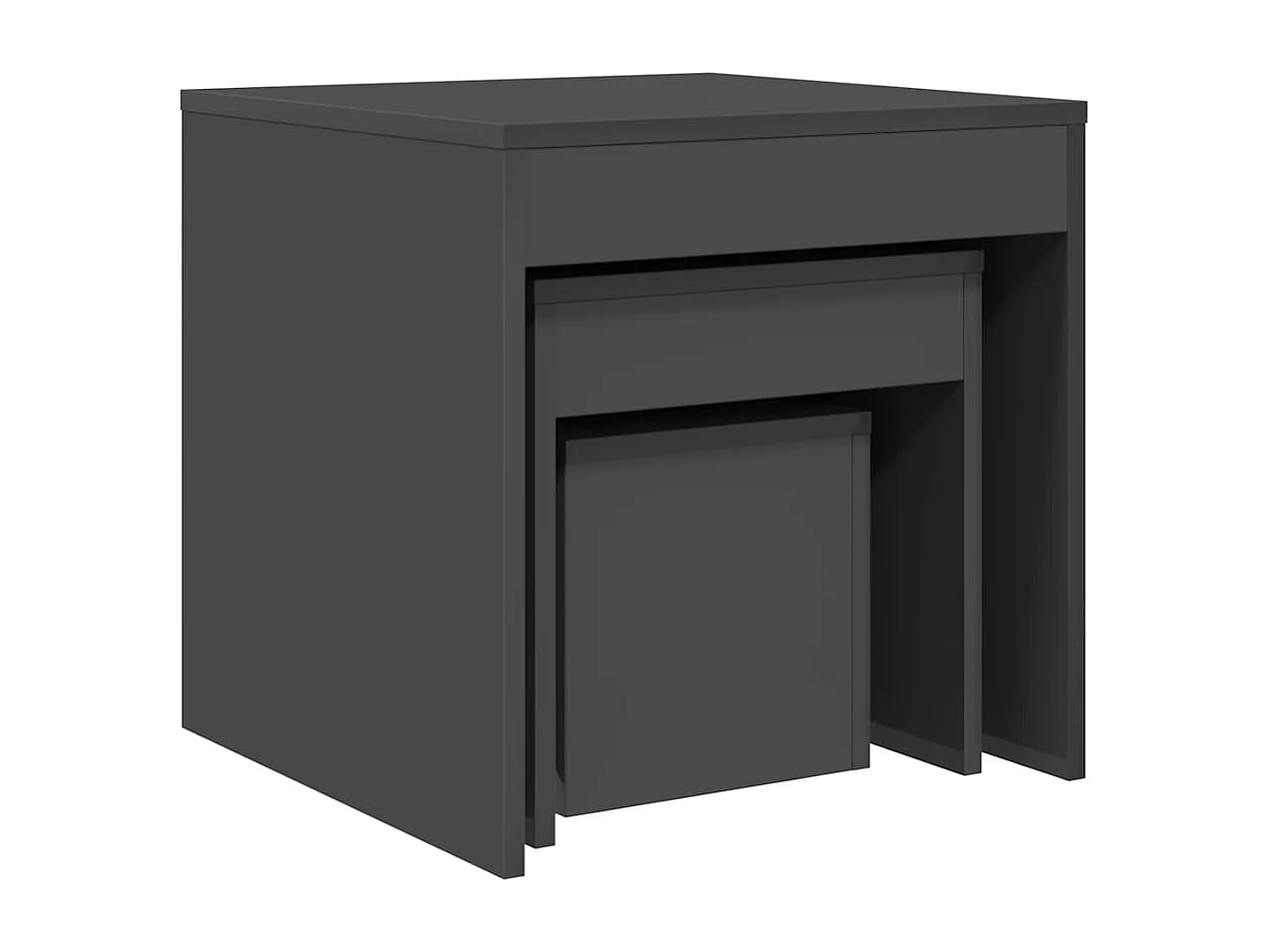 Tables gigognes 3 pcs Gris brillant Bois d'ingénierie