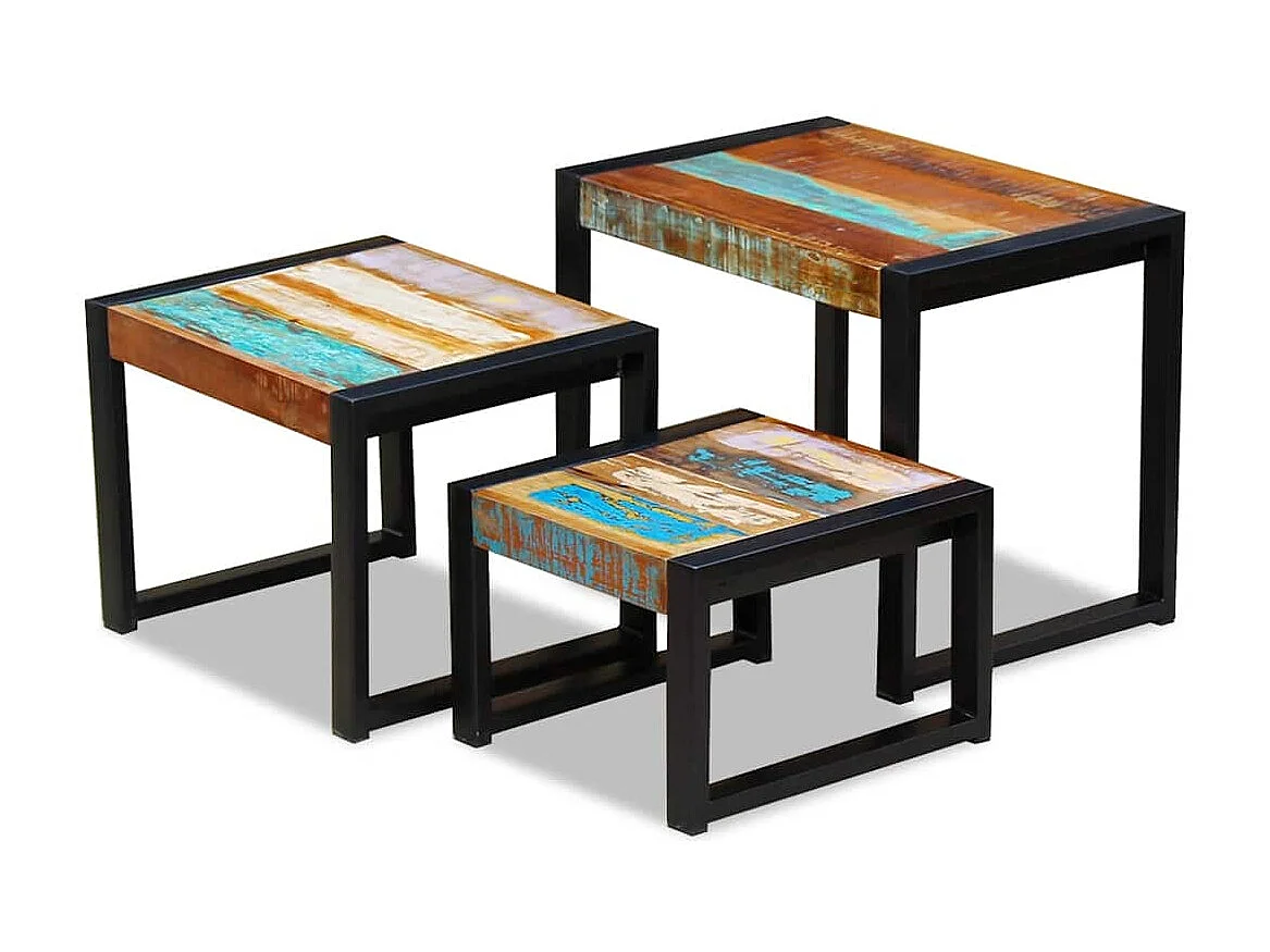 Tables gigognes 3 pcs Bois de récupération massif