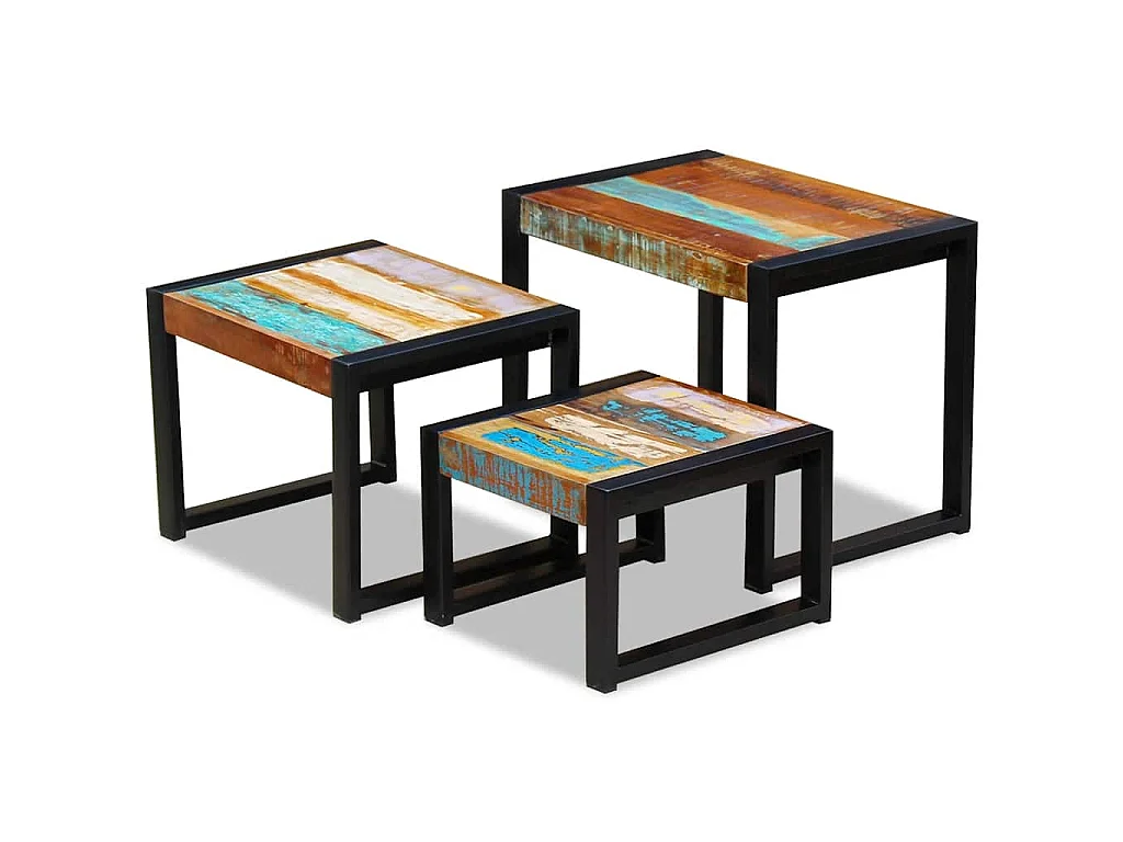 3-delige Tafeltjesset massief gerecycled hout