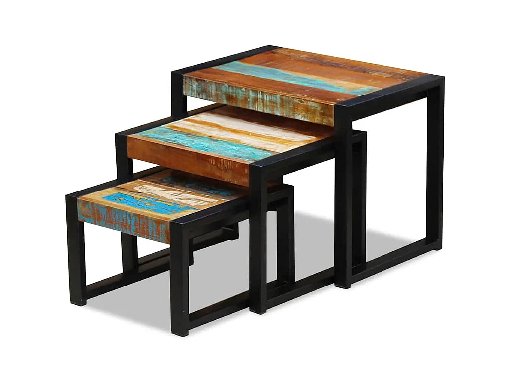 3-delige Tafeltjesset massief gerecycled hout