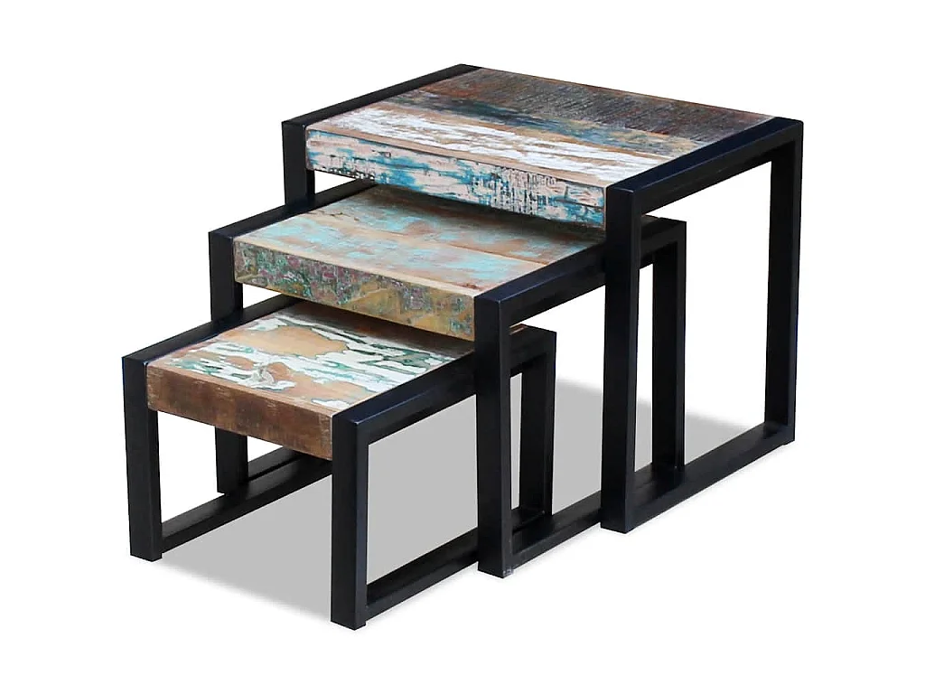 3-delige Tafeltjesset massief gerecycled hout
