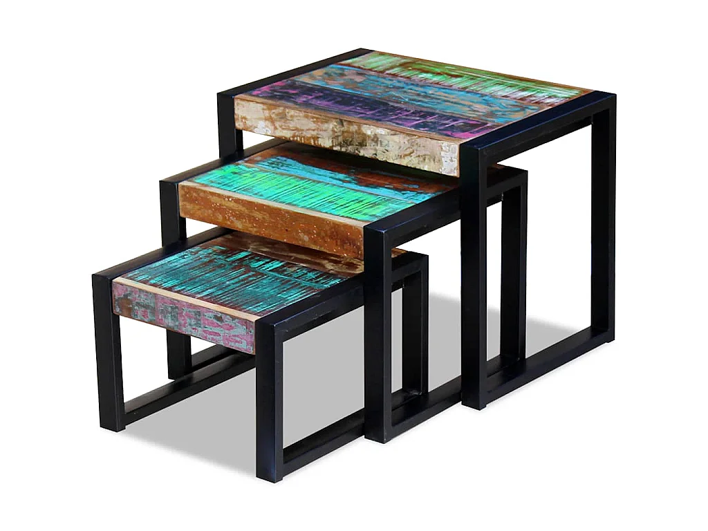 3-delige Tafeltjesset massief gerecycled hout
