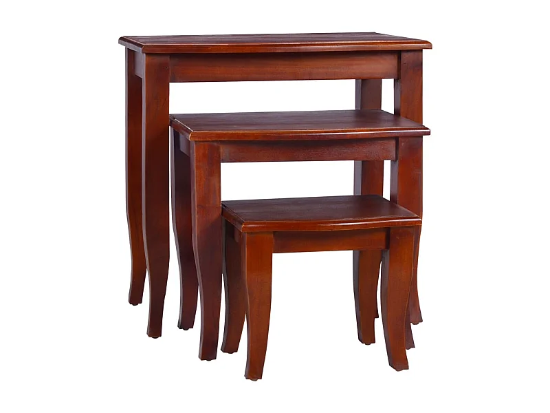 Tavolini Impilabili 3 pz Marrone Classico in Legno di Mogano