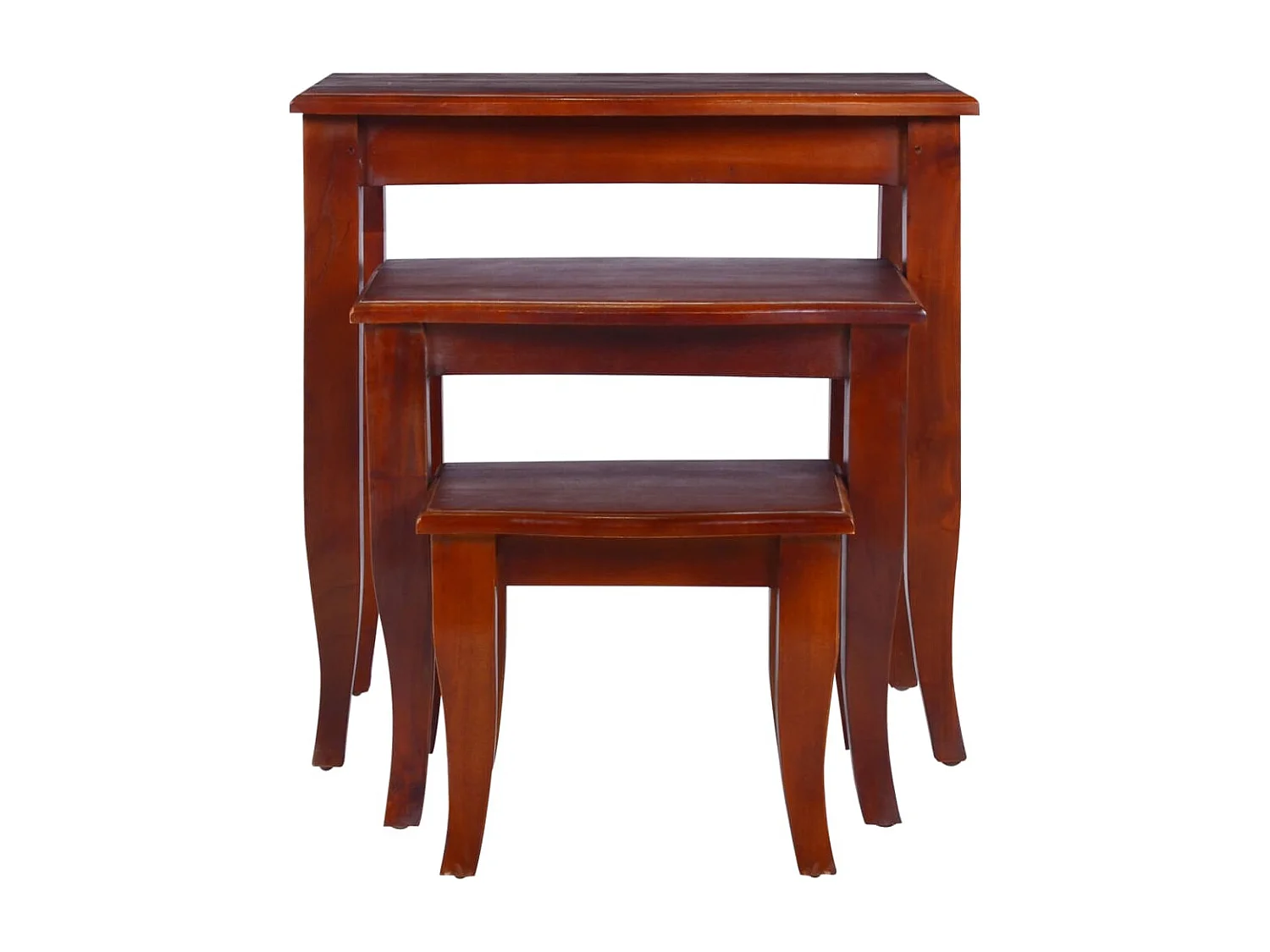 Tavolini Impilabili 3 pz Marrone Classico in Legno di Mogano