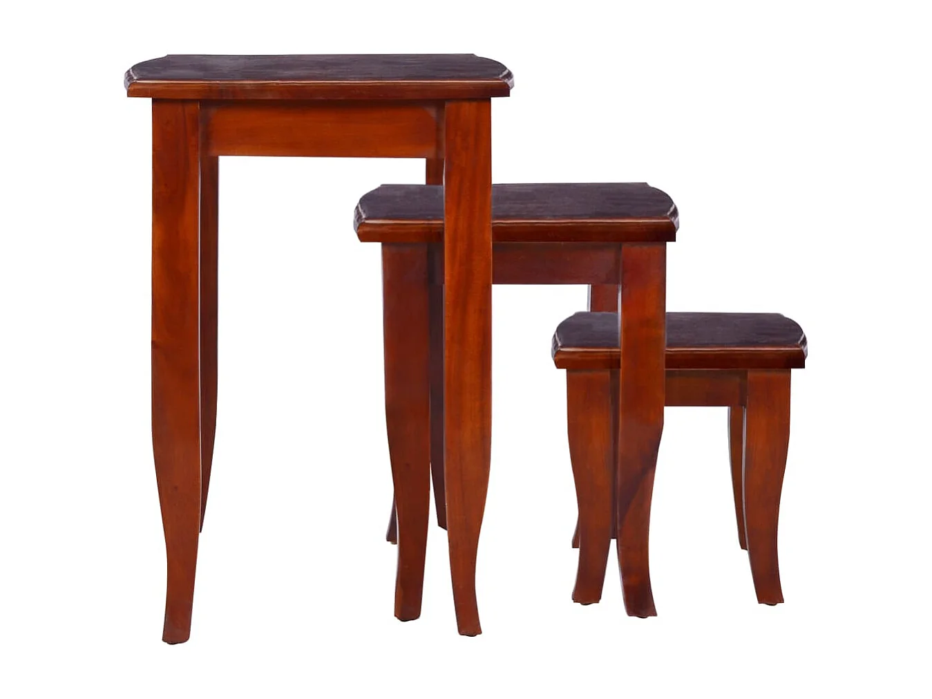 Tavolini Impilabili 3 pz Marrone Classico in Legno di Mogano